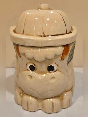 Vintage Mount Clemens Cream Ceramic Cow Cookie Jar - Decorative Home Art
